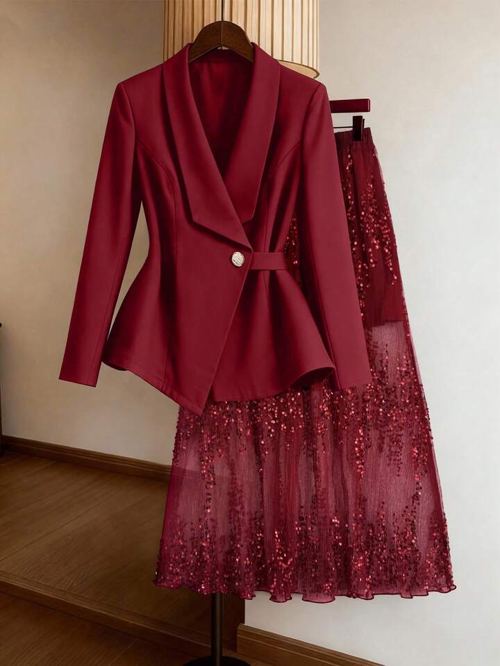 Tasarım blazer etek takım