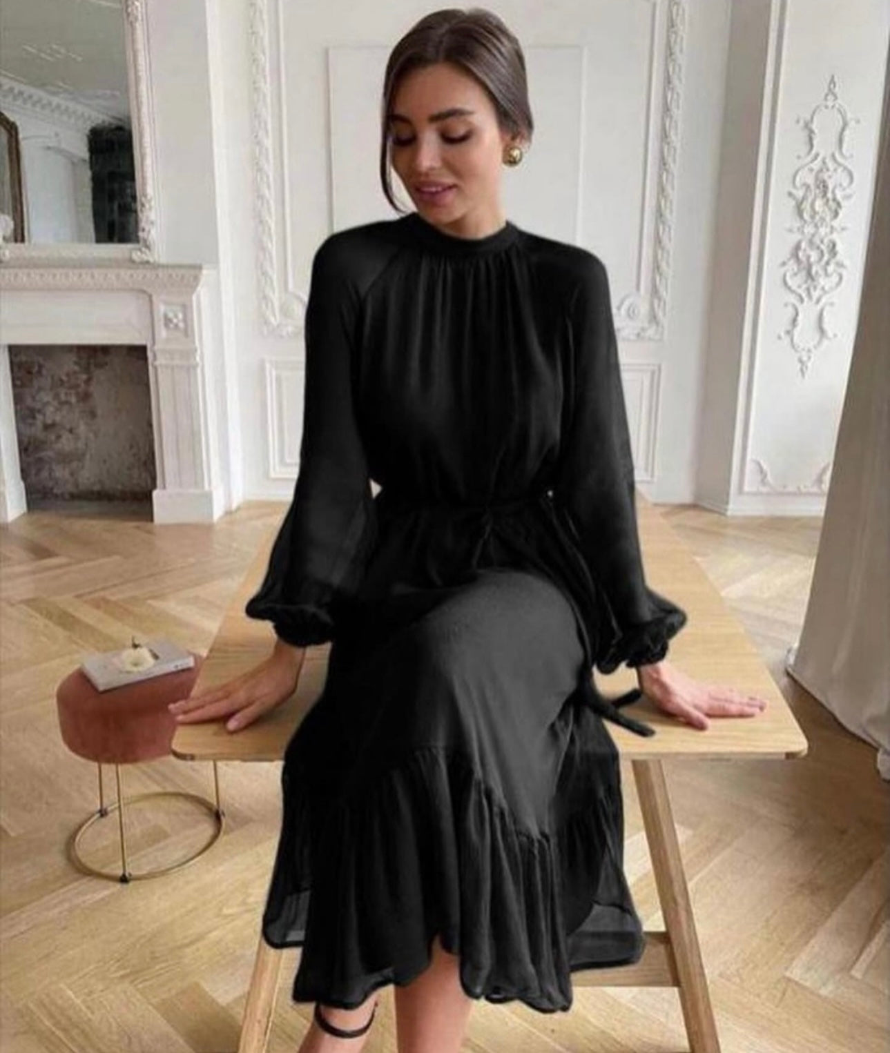 Şifon astarlı tül elbise