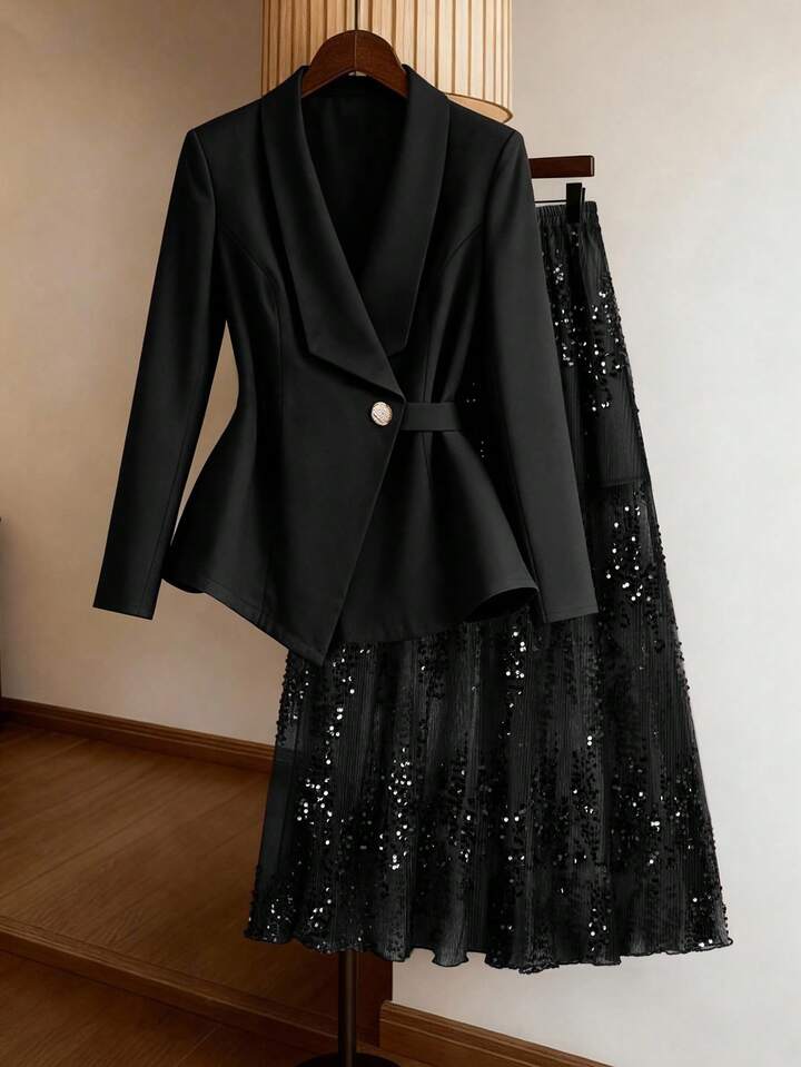 Tasarım blazer etek takım
