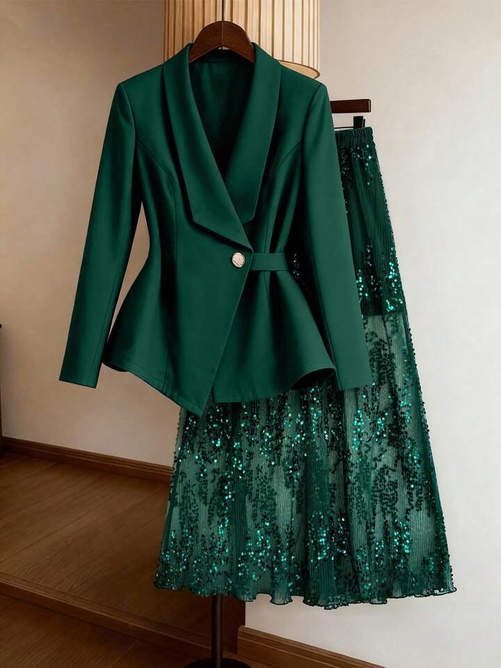 Tasarım blazer etek takım
