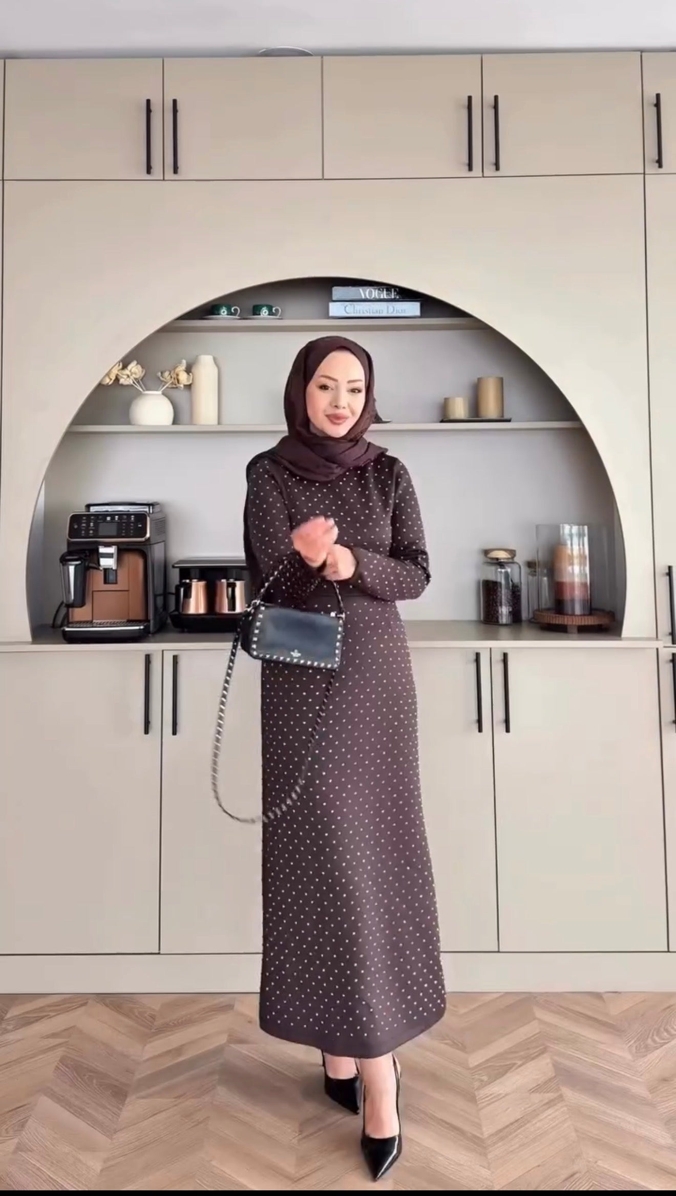 Taş işlemeli triko elbise