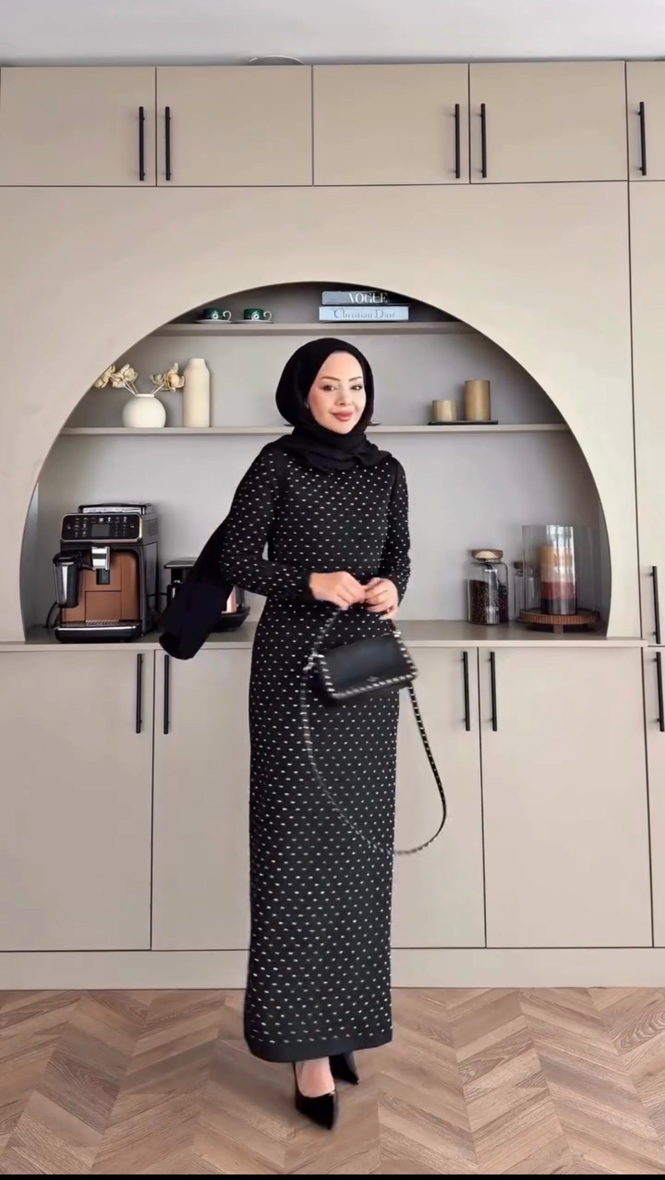 Taş işlemeli triko elbise