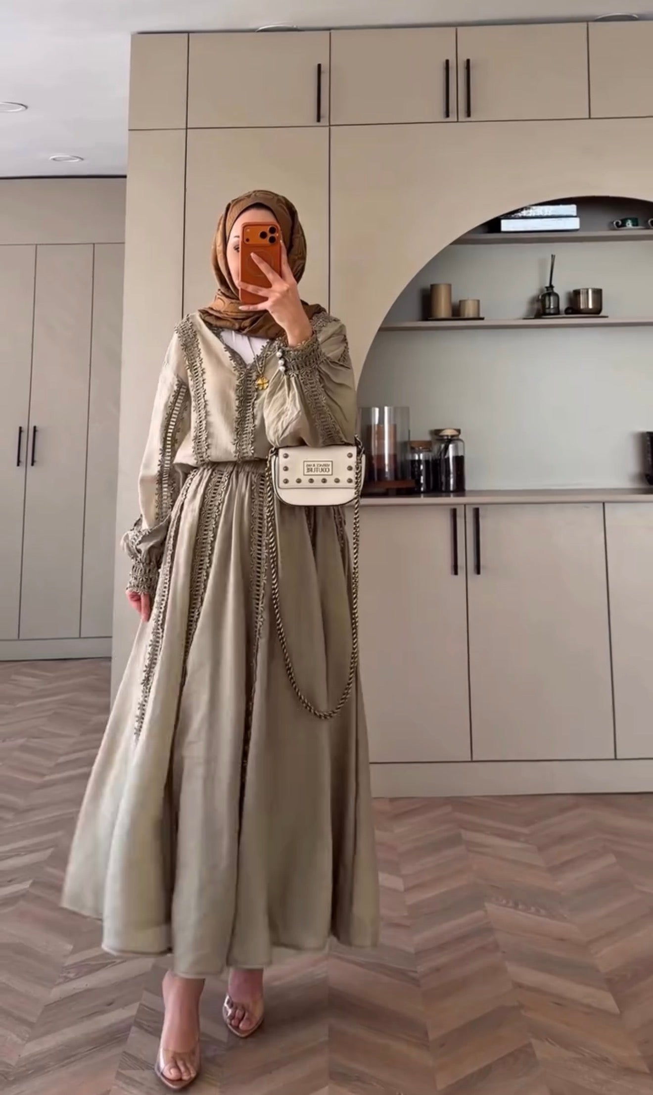 cosmos Ful astarlı fisto gömlek etek takım